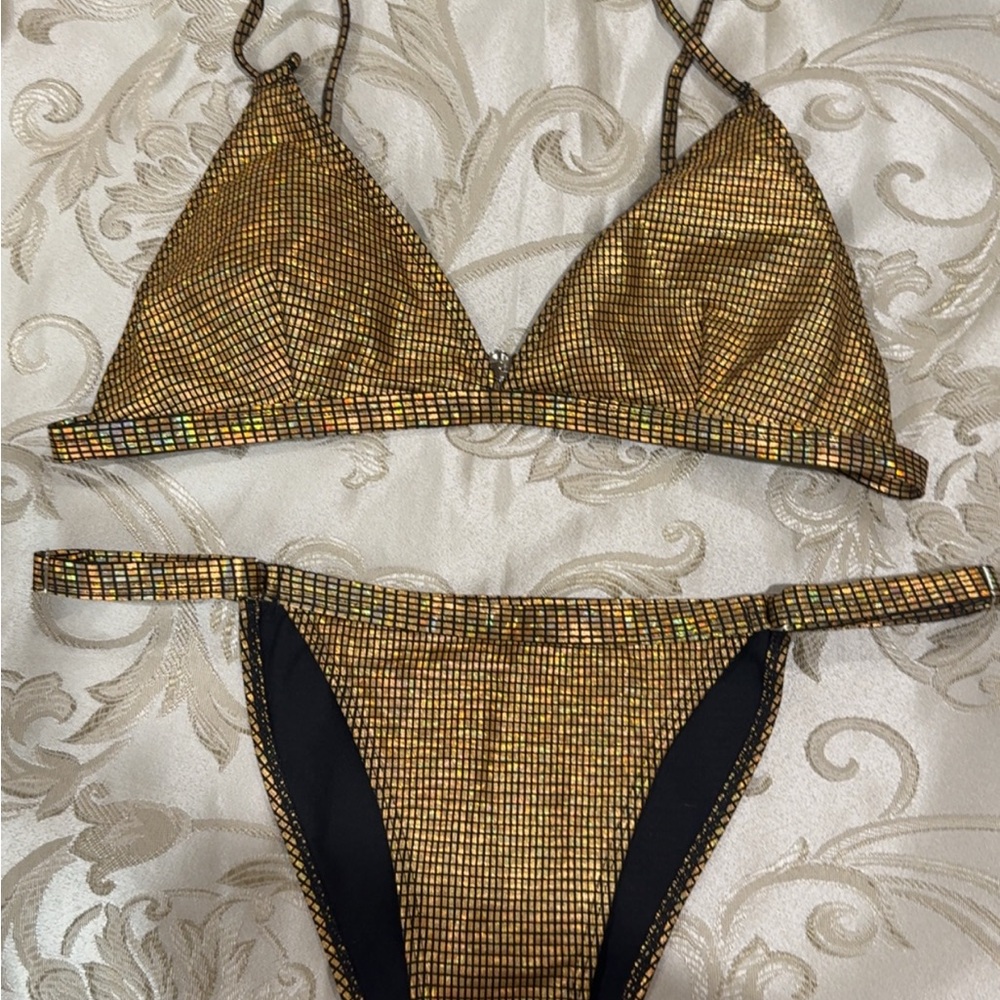 Gold Checkered Bikini Set
